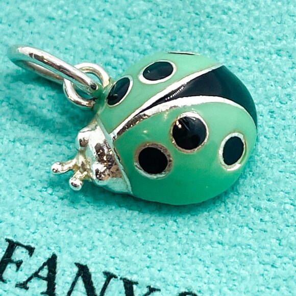 HALLMARK FADED - Tiffany & Co Blue Enamel Ladybug Charm Sterling Silver - Picture 5 of 14